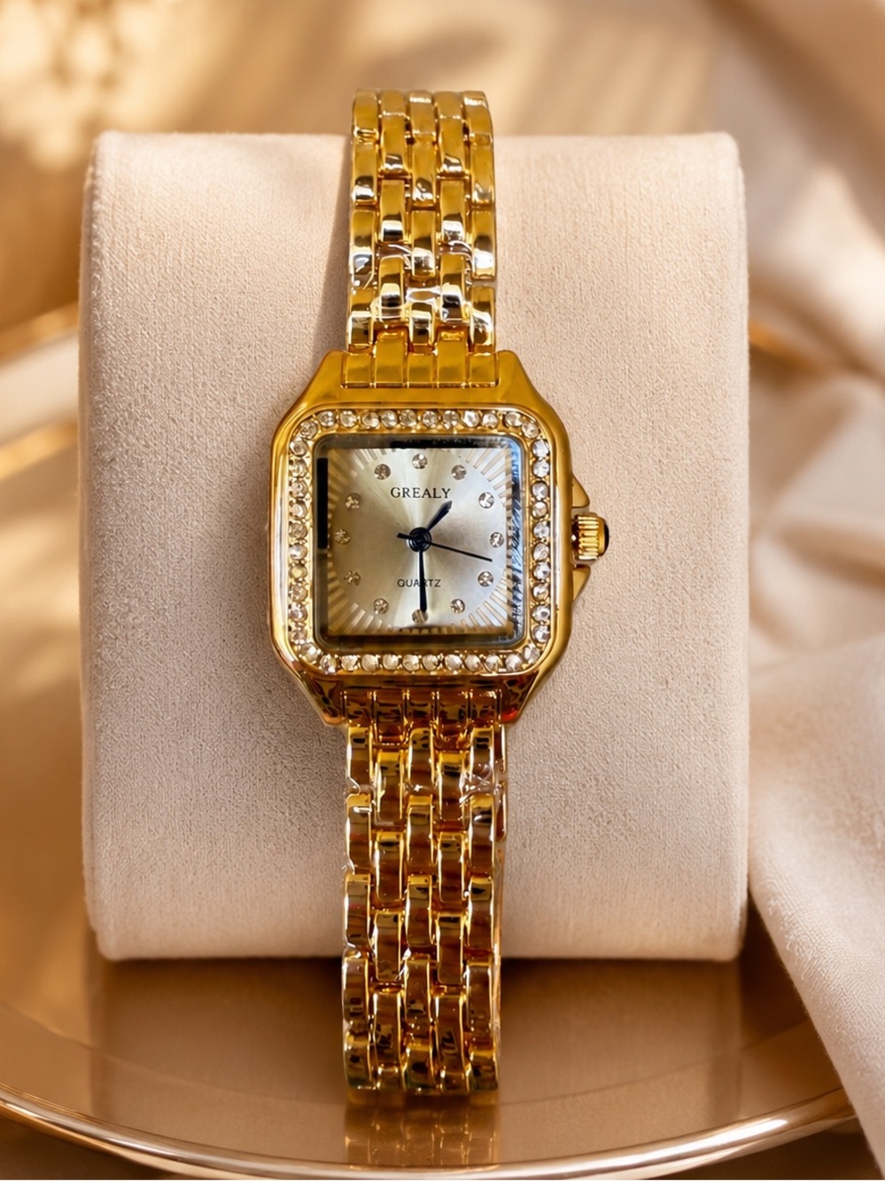 Women's Gold Crystal-Accent Bracelet Watch Panther Watch